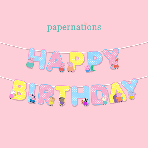 HBD Peppa Pig Bunting Flag